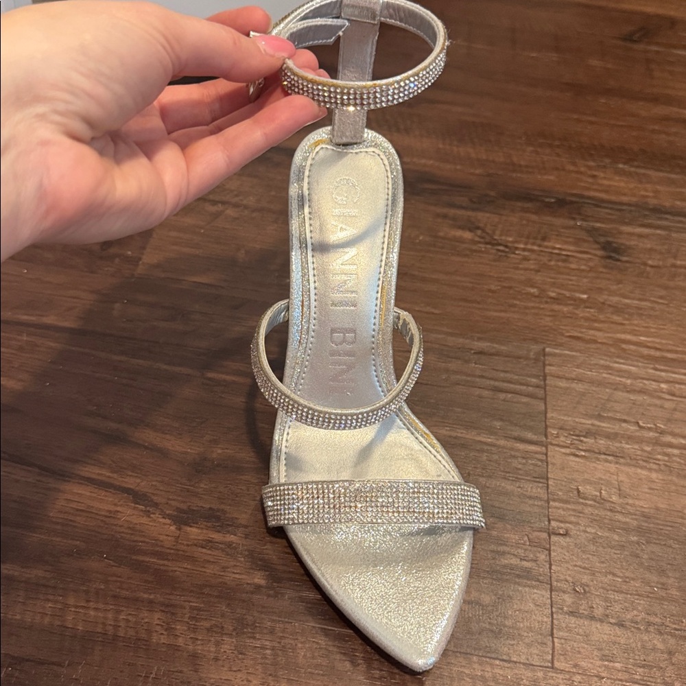 Gianni Bini Elegant Silver Strappy Heels - Picture 2 of 4